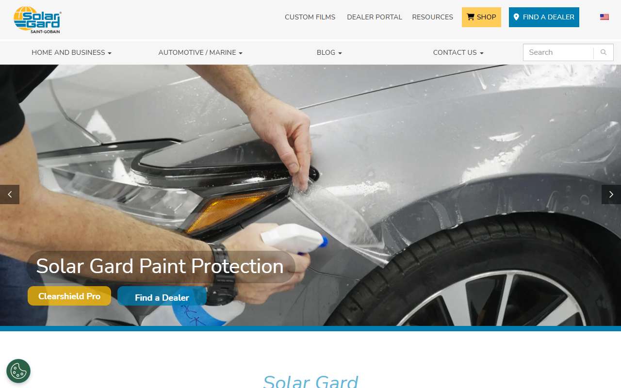 Solar Gard（ソーラーガード）の公式サイト画面
